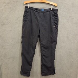 Reebok Black Pull-On Track Pants Women's Size Medium Lined Running Gym Ankle Zip